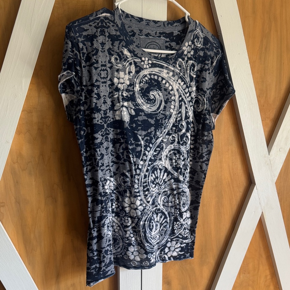 Life is Good Navy Blue Paisley Women's Top
